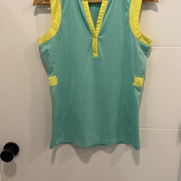 Maggie Lane Sleeveless Aqua and Yellow Women's Top size medium - Picture 4 of 7